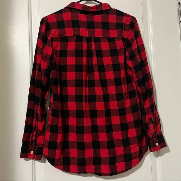 Buffalo Plaid Buttoned Flannel Pullover Shirt - Picture 5 of 9
